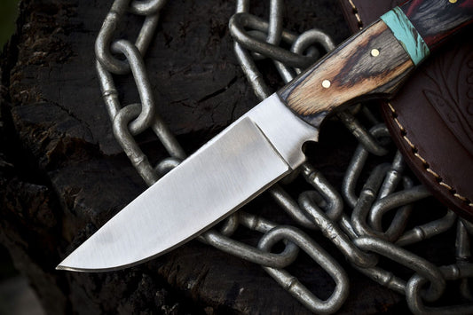 Hand Forged Skinner Knife 440C Steel Hardwood Handle | Hiking & Outdoor Gift