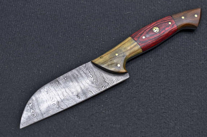 Custom Hand Forged Damascus Steel Professional Kitchen Chef Knife – Natural Wood Handle