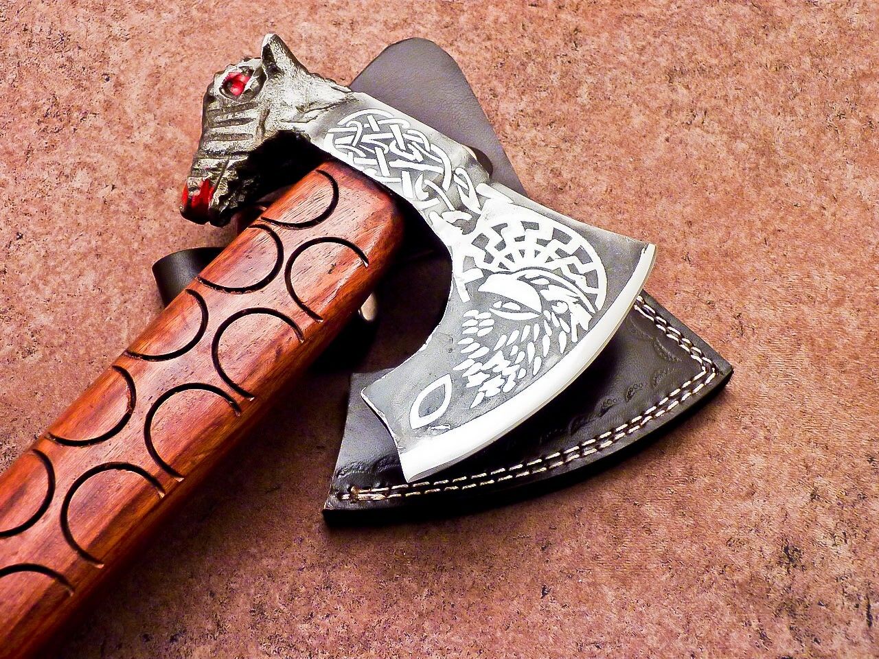 Handmade Carbon Steel Viking Axe – Bearded Camping Hatchet Tomahawk 20"