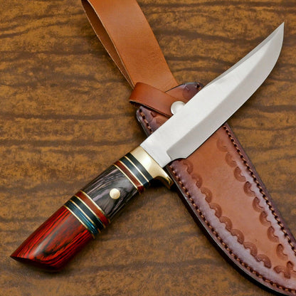 Custom Handmade D2 Steel Full Tang Bowie Knife | Hunting & Camping Tool