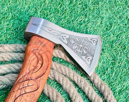 Hand Forged Carbon Steel Viking Bearded Tomahawk Hatchet for Camping