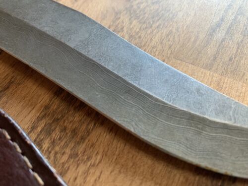 Heritage Forge Large Damascus Bowie Knife with Antler Handle – 9.5" Blade