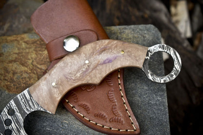 Hand Forged Twist Damascus Skinner Knife with Micarta Handle – Hunter’s Gift