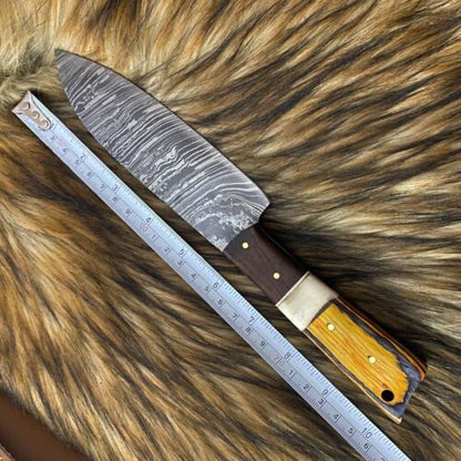 Custom Handmade Forged Damascus Kitchen Chef Knife Set of 5 with Sheath