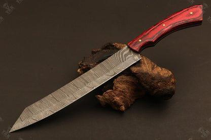13" Hand Forged Ladder Damascus Steel Brisket Fillet Knife – Custom Kitchen & Chef Knife