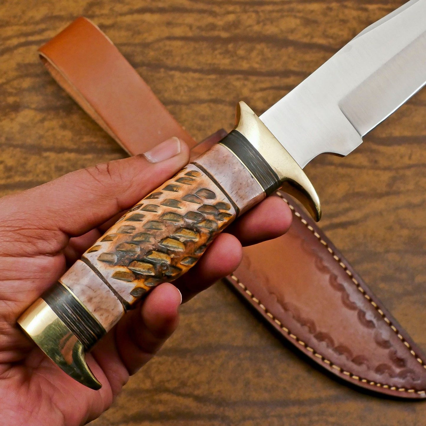 Custom Handmade 12 Inch D2 Steel Blade Hunting Bowie Camping Knife – Full Tang Outdoor Survival Blade