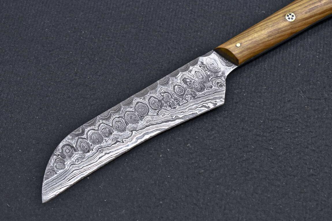 Custom Handmade Damascus Steel Chef Knife – Professional Kitchen Knife with Olive Wood Handle