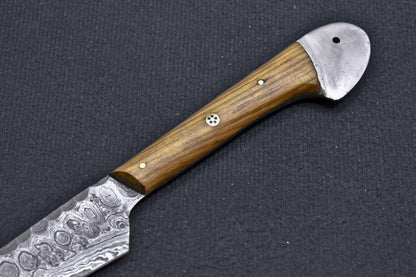 Custom Handmade Damascus Steel Chef Knife – Professional Kitchen Knife with Olive Wood Handle