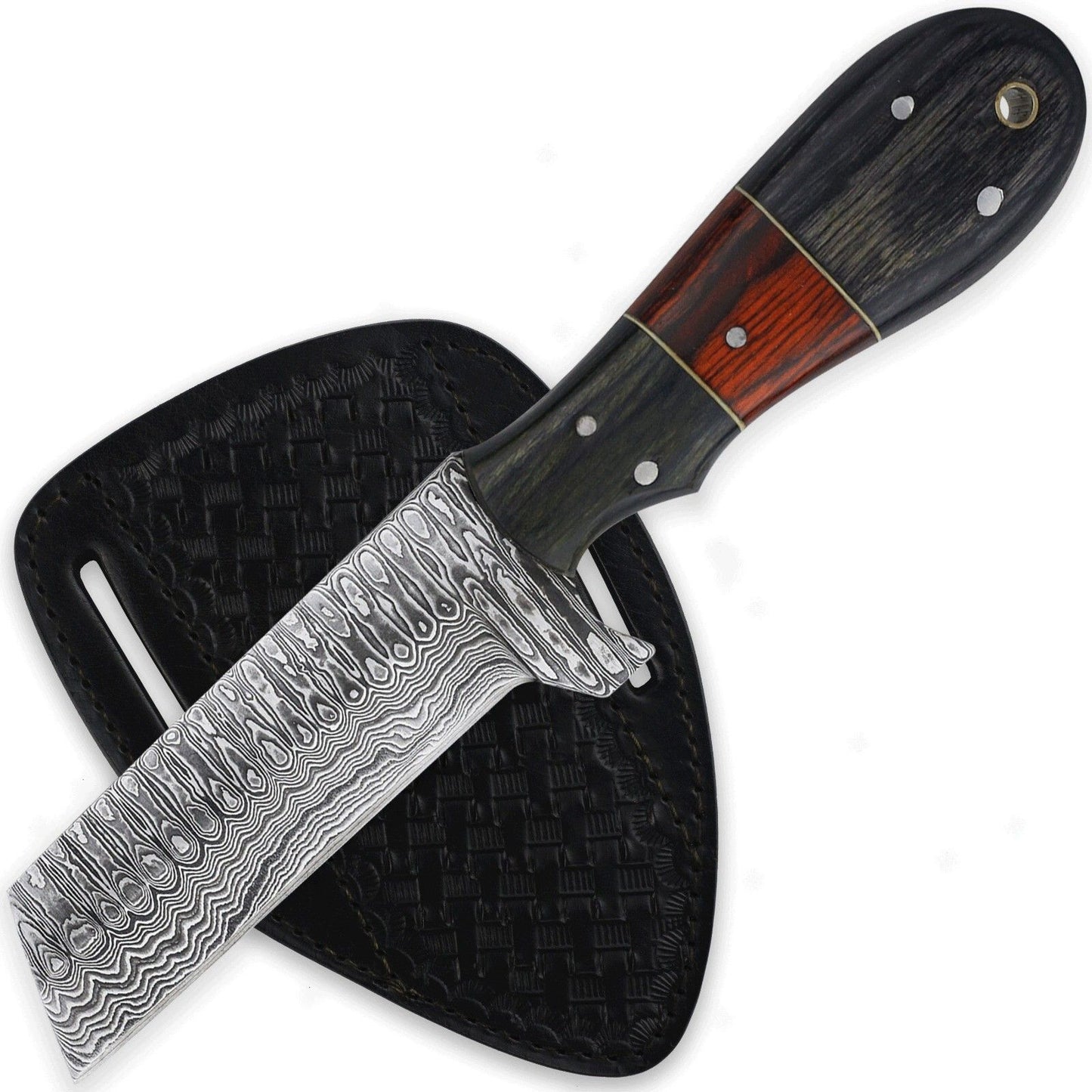 9"Damascus Steel Bull Cutter Knife Custom Handmade Hunting Bull Knife with Wood Handle