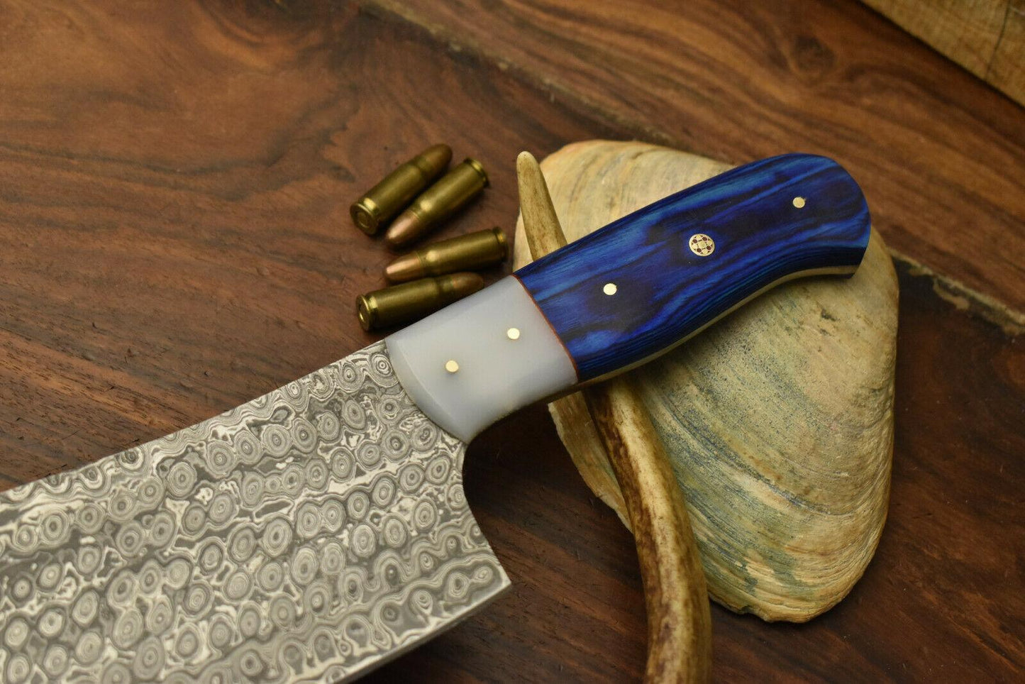 Custom Hand Made Damascus Steel Chef Chopper Knife – 12" Kitchen Full Tang Blade