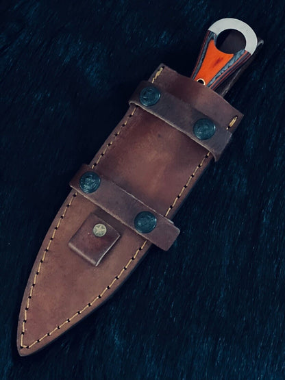 10" Fire Damascus Steel Dagger Bowie Knife –  Wood Handle