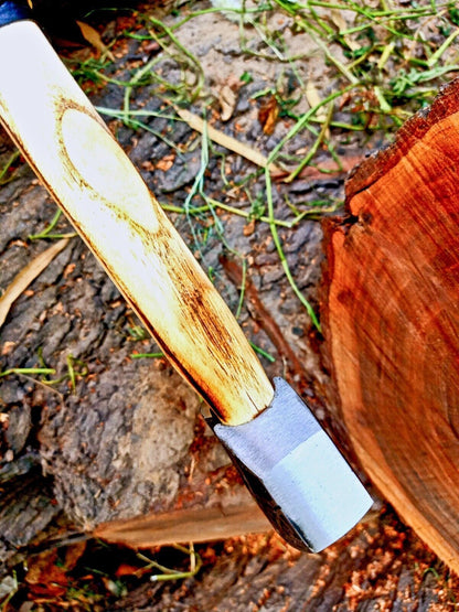 Handmade High Carbon Steel Vikings Hatchet | 18-Inch Blade Axe with Leather Wrap