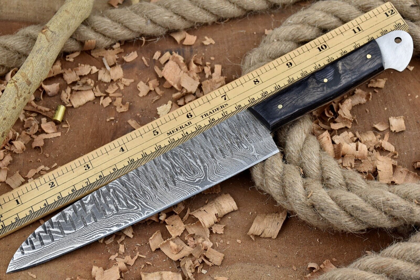 Hot Item – Chef Knife Set Lot of 5 Twist Damascus Steel with Hardwood Handles, Camping & Kitchen Use