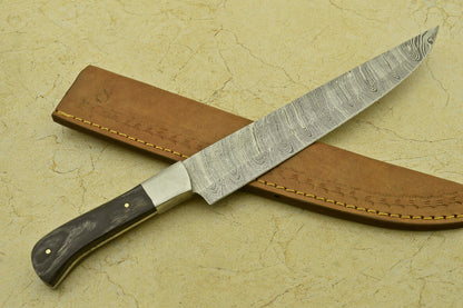 HANDMADE FORGED DAMASCUS STEEL CHEF KITCHEN KNIFE WITH WOOD HANDLE