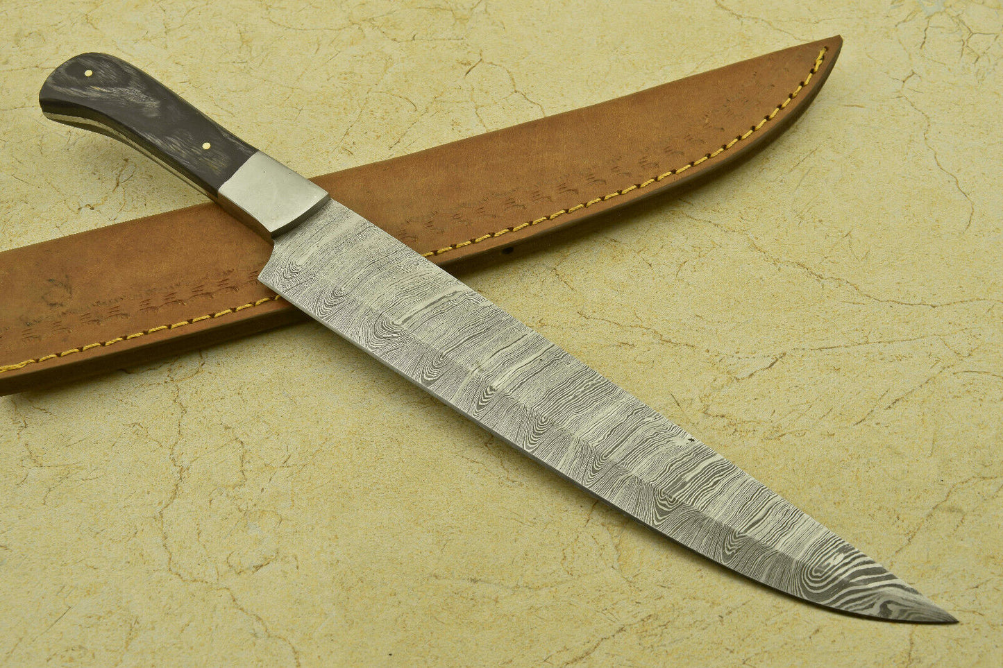 HANDMADE FORGED DAMASCUS STEEL CHEF KITCHEN KNIFE WITH WOOD HANDLE