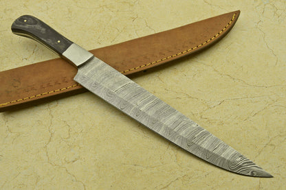 HANDMADE FORGED DAMASCUS STEEL CHEF KITCHEN KNIFE WITH WOOD HANDLE