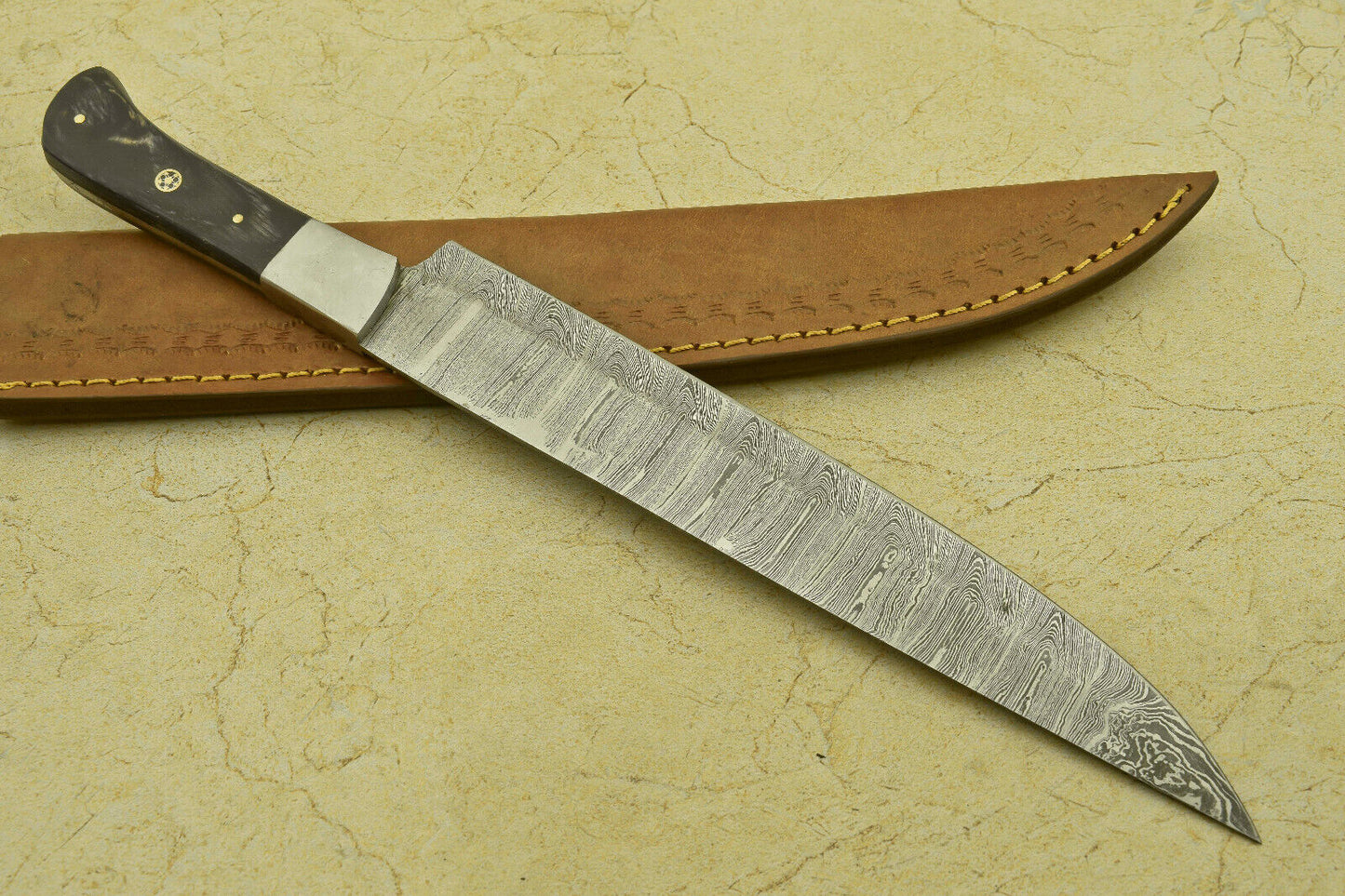 HANDMADE FORGED DAMASCUS STEEL CHEF KITCHEN KNIFE WITH WOOD HANDLE