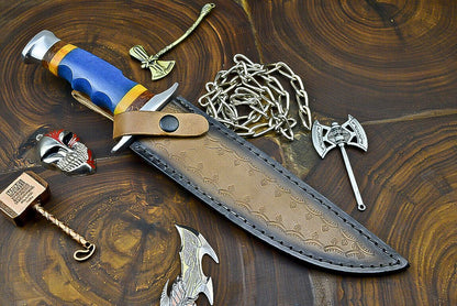 Heritage Forge 12 Inch Handcrafted Damascus Steel Bowie Knife with Resin Grip