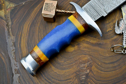 Heritage Forge 12 Inch Handcrafted Damascus Steel Bowie Knife with Resin Grip