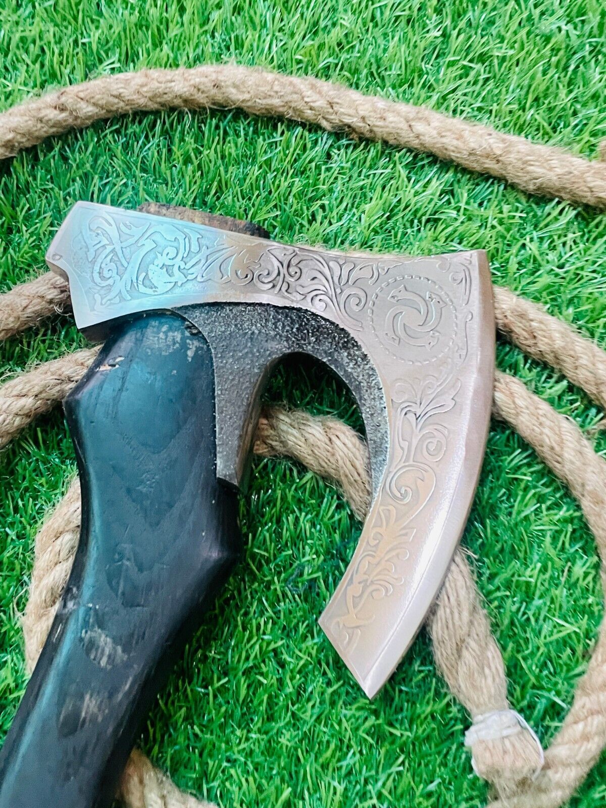 Hand Forged Bearded Viking Tomahawk Carbon Steel Hatchet with Leather Sheath