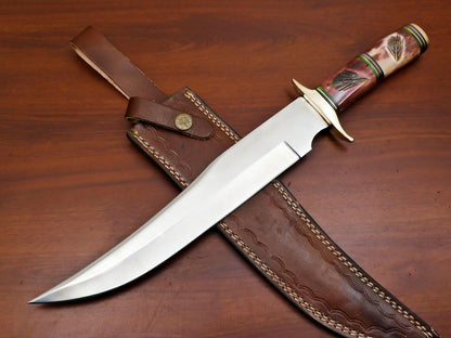 12" Handmade D2 Steel Fixed Blade Bowie Knife – Clip Point Full Tang Hunting & Survival Knife