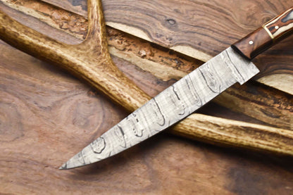 12" Handmade Damascus Steel Chef Knife – Full Tang, Hand Forged Kitchen Blade
