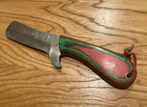 Handmade Damascus Steel Bull Cutter 8"Knife Custom Bull Cutter Knife With Wood Handle