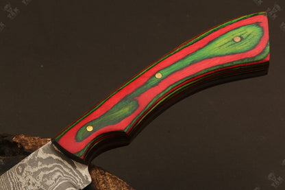 13" Hand Forged Ladder Damascus Steel Brisket Fillet Knife for Kitchen, Chef & Hunting