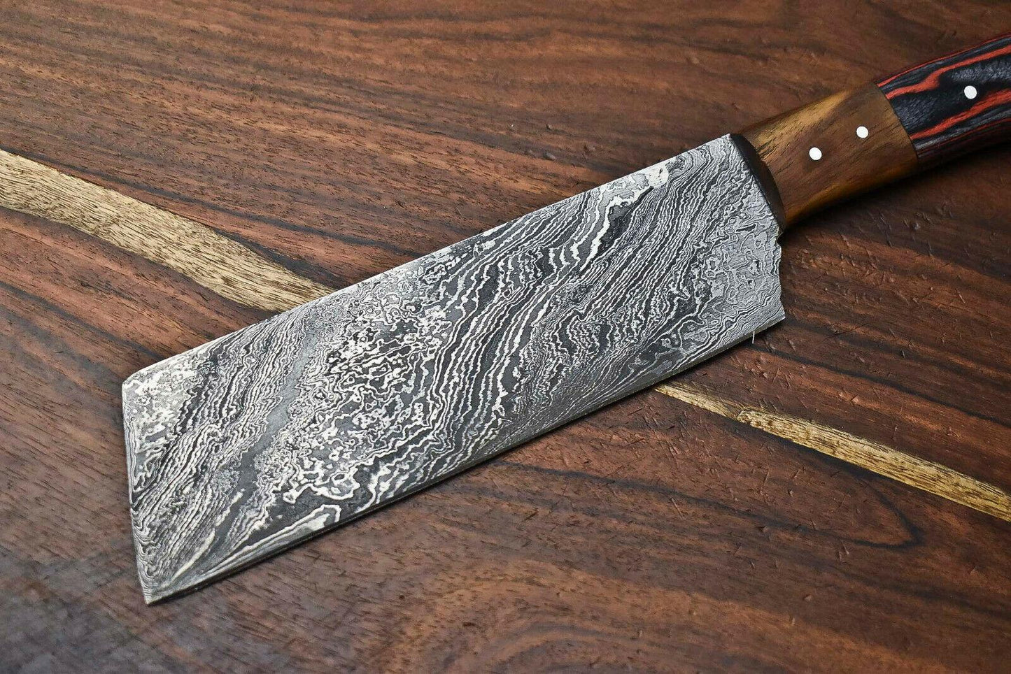 Hand Forged Damascus Steel Chef Chopper Knife – Custom Handmade Full Tang