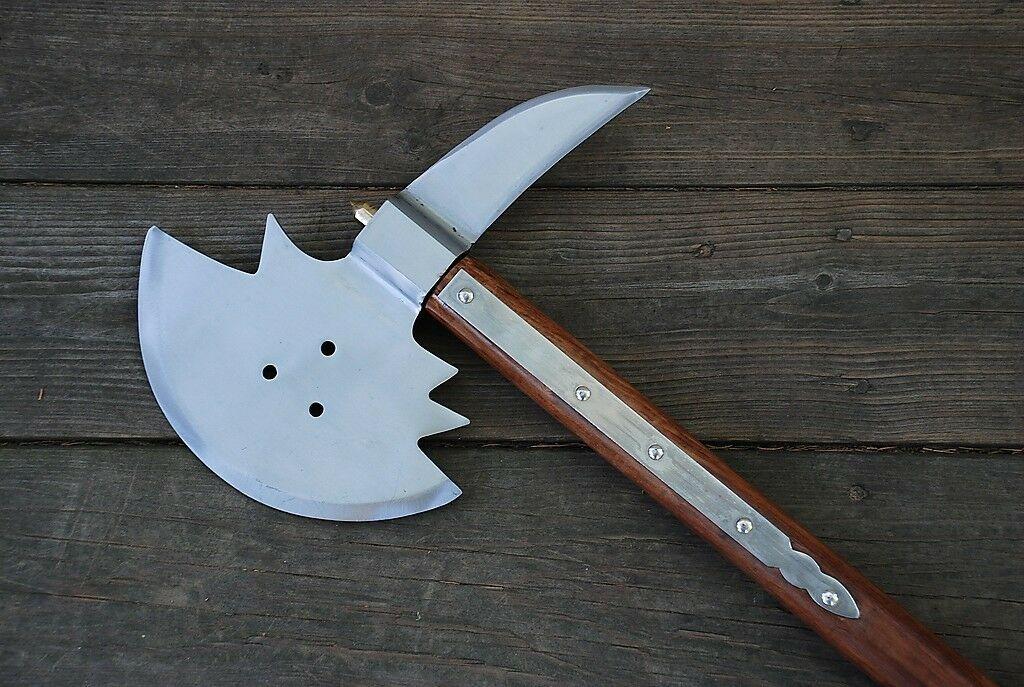 Medieval Viking Barbarian Battle Broad Axe | Replica Hatchet with Wooden Handle