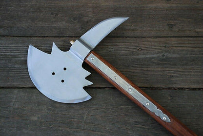Medieval Viking Barbarian Battle Broad Axe | Replica Hatchet with Wooden Handle