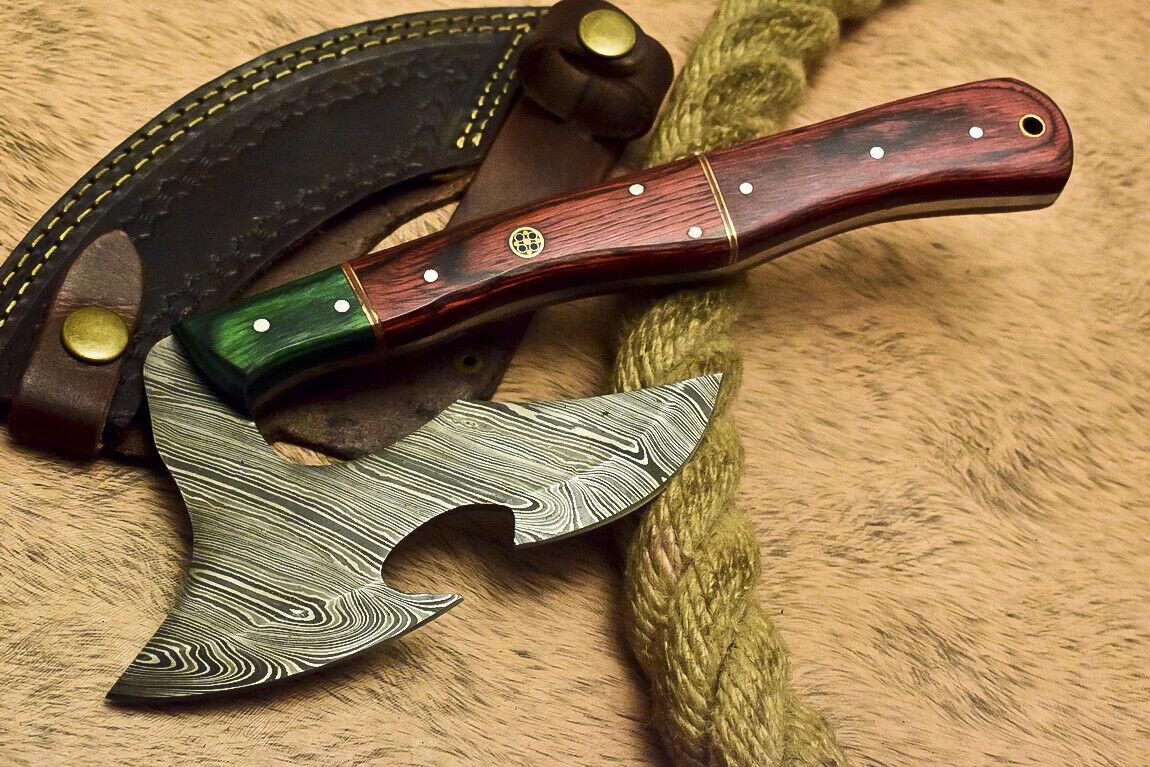 Damascus Full Tang Cleaver Chopper Tomahawk Axe Knife with Wood Handle