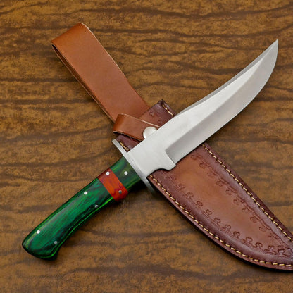 Handmade 12 Inch D2 Steel Full Tang Bowie Hunting Knife – Pakka Wood Handle Survival Blade
