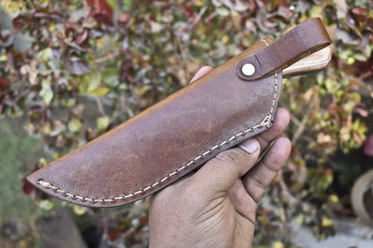 Forged Twist Damascus Skinner Knife with Mixed Material Handle – Hunting, Camping, Survival