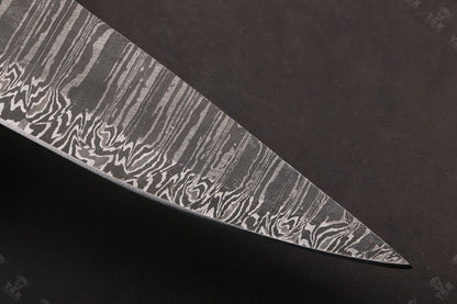 13.5" Custom Hand Forged Fire Damascus Steel Santoku Chef Knife – Camel Bone & Wood Handle