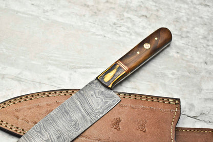"Hand-Forged Damascus Steel Chef Knife – Full Tang Custom Sport Blade"