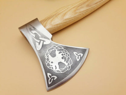 Rare Custom Handmade D2 Steel Etched Blade Viking Tomahawk Axe