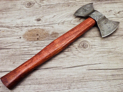 Handmade Damascus Steel Double Edge Blade Knife with Unique Design 15 Inch
