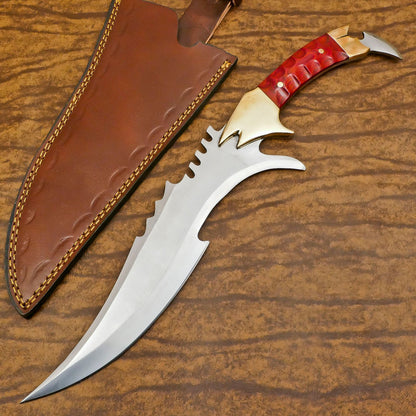 Forged D2 Bowie Knife | 12-Inch Hunting & Camping Blade with Pakka Wood Handle
