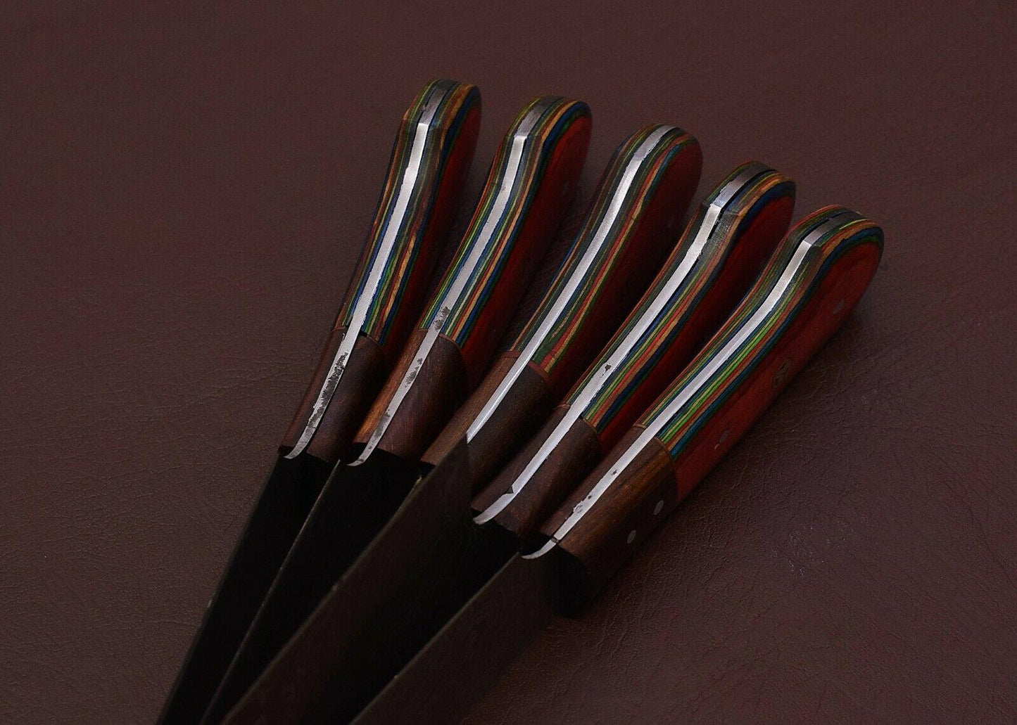 Handmade Damascus Steel Chef Knife Set – 4pcs Kitchen Knives with Pakka Wood Handle