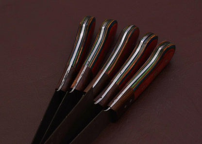 Handmade Damascus Steel Chef Knife Set – 4pcs Kitchen Knives with Pakka Wood Handle