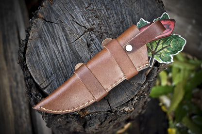 8" Twist Damascus Skinner Knife with Hardwood Handle and Wooden Bolster for Hunting and Sports