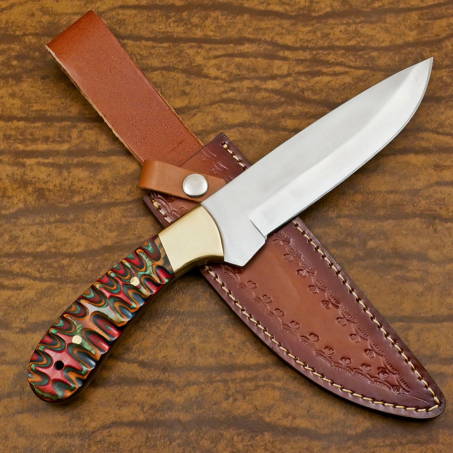 Handmade D2 Steel Full Tang Bowie Knife – 12-Inch Hunting Blade with Pakka Wood Handle