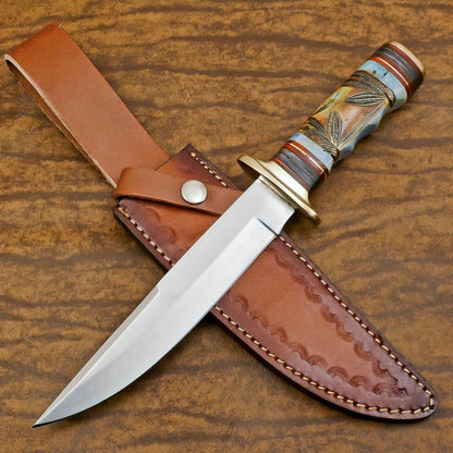 Custom Handmade 12 Inch D2 Steel Hunting Bowie Outdoor Knife – Full Tang Survival Blade