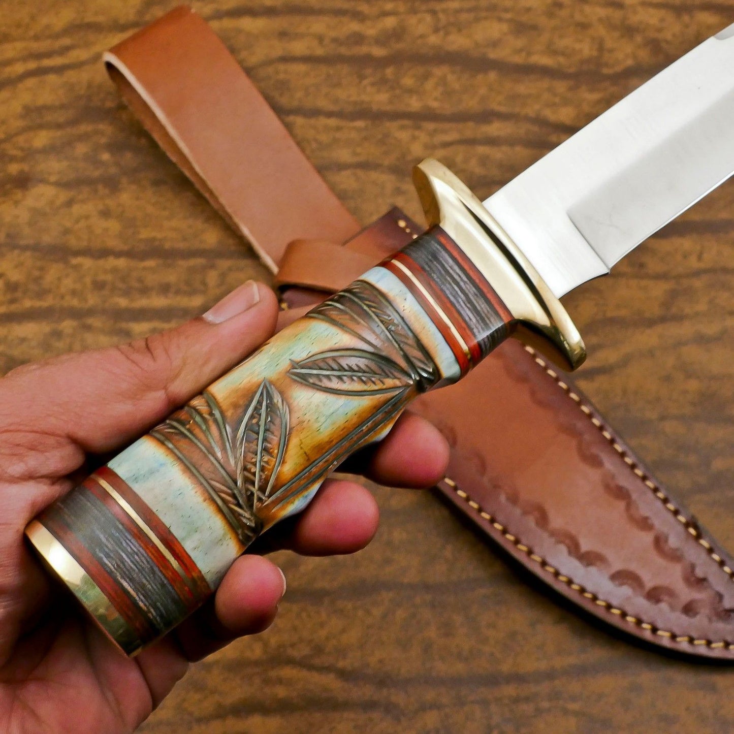 Custom Handmade 12 Inch D2 Steel Hunting Bowie Outdoor Knife – Full Tang Survival Blade