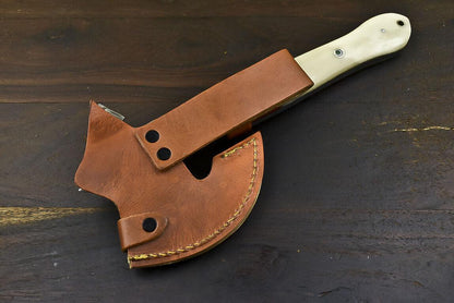 Handmade Damascus Clever Chopper Axe Knife with Camel Bone Handle – 12.8 Inch
