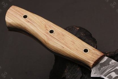 13.5" Handmade Fire Damascus Steel Fillet Knife For Kitchen Use Best Fillet Knife W/Sheath