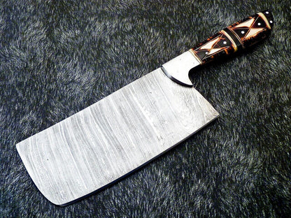 12" Professional Handmade Damascus Steel Chef Chopper Knife with Camel Bone Handle