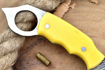 Handmade Damascus Karambit Knife Forged Karambit Damascus Steel Knife with Resin Handle