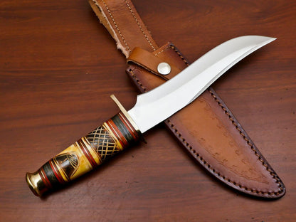 12" Handmade D2 Steel Bowie Knife – Clip Point Full Tang Fixed Blade Hunting & Survival Knife